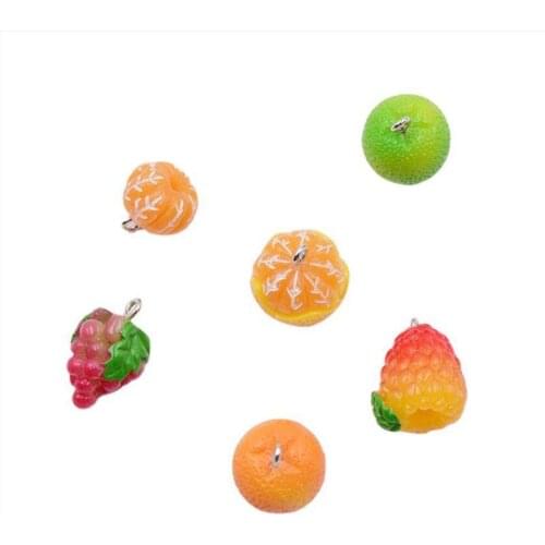 8pcs--Resin Simulation 3mini Tangerine orange grape Charm pendant for Earrings Keychain Necklace Pendant Jewelry Decor Accessory