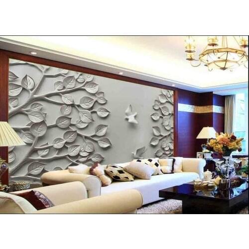 Abstract trees pigeons 3D stereoscopic TV background wallpaper the living room bedroom 3d photo wallpaper