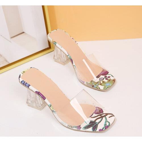 Comemore 2021 High Quality New PVC Crystal Heel Transparent Women Sexy Clear High Heels Summer Women Sandals Pumps Shoe Size 43