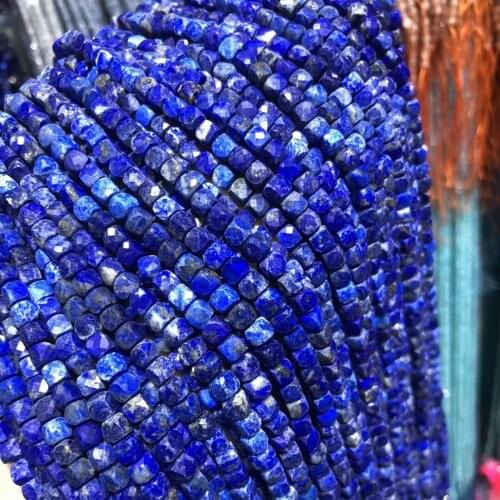 Natural Lapis Lazuli Square Stone Loose Beads 38cm Strand 4mm Beads For Jewelry Making Fit DIY Bracelet Necklace Wholesale