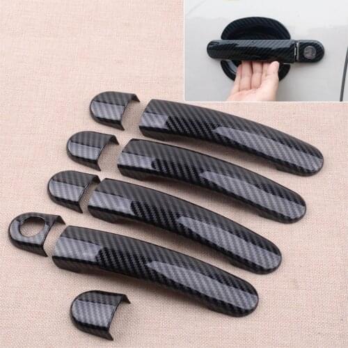 CITALL 9pcs/Set Door Handle Cover Trim Fit for VW Tiguan Jetta MK6 Polo 2012 2013 2014 Carbon Fiber Style ABS