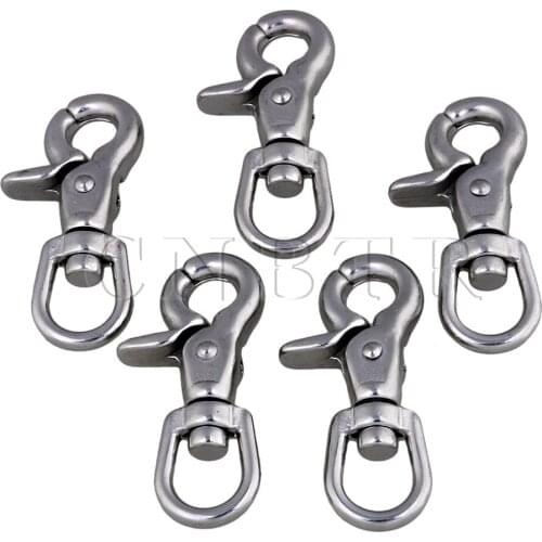 CNBTR Silver 304 Stainless Steel Multi-purpose Swivel Eye Lobster Clasps Clip Spring Fastener Pack of 5