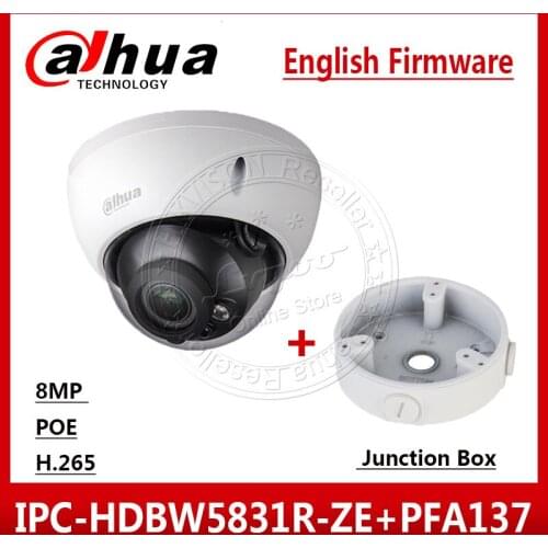 Dahua IPC-HDBW5831R-ZE 4K 8MP POE 2.7mm ~12mm motorized IR50m IP67 1K10 Security Camera SD IPC-HDW5831R-ZE & Junction Box PFA137
