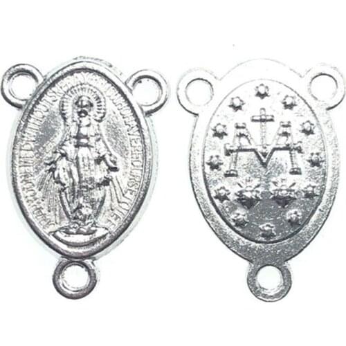 Free shipping cheap 100pcs/lot metal holy maria rosary centerpiece 14x21mm rosary centerpieces,centre piece special offer