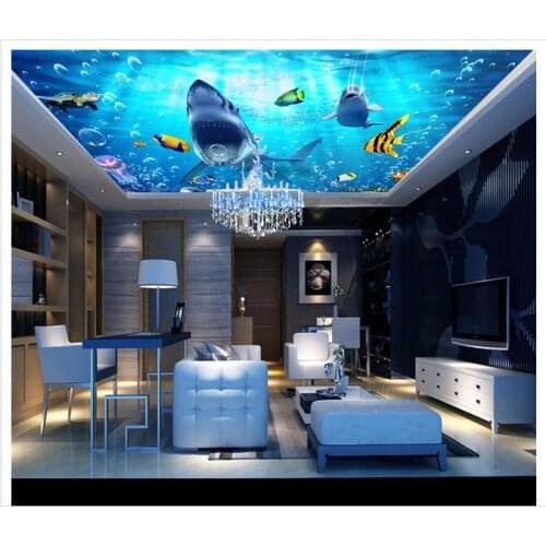 Customized 3d wallpaper 3d ceiling wallpaper murals Dream coral seabed world ceiling murals beauty wall room decoration
