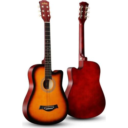 38'' Guitar Full Size Adult 6 Strings Cutaway Folk Acoustic Guitar for Students Beginners 4Colors for Guitar Accessories