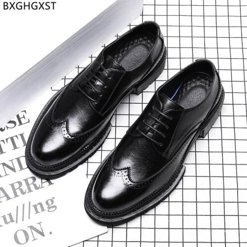 Brown Brogue Dress Shoes for M E N Oxford Leather Shoes Men Formal Black Casual Business Shoes Men Office 2021 Chaussure Homme