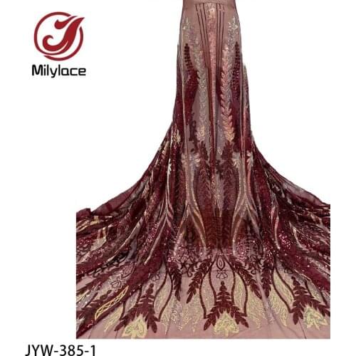 Beautiful Sequins Tulle Lace African Lace Fabric 2021 High Quality French Mesh Net Lace Fabrics 5 Yards for Dress JYW-385