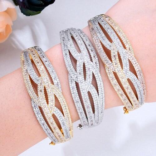Missvikki Sparkly Luxury Gorgeous Necklace Bangle Earrings Ring Jewelry Set for Noble Brides Wedding Jewellery High Quality