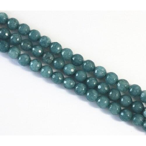 Fashion blue natural stone 4mm 6mm 8mm 10mm 12mm faceted round jades chalcedony loose beads charms jewelry making 15 inches B20