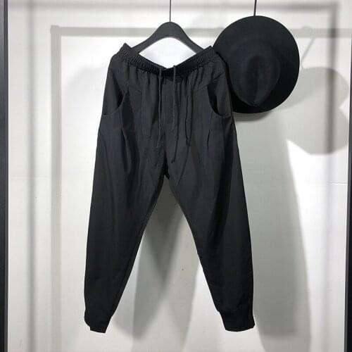 Owen Seak Men Casual Harem Pants Men Clothing Cargo High Street Sweatpants Autumn Men Calf-Length Japanese Black Pants