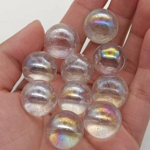 Natural Rainbow Crystal Ball Quartz Sphere Aura Angel Chakra Electroplated Orb Minerals Healing Massage