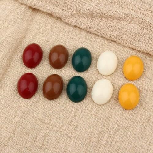 10pcs New Vintage Small Oval Resin Flatback Cabochon Bead Cute Earring Findings Diy Crafts Hairpin Jewelry Make