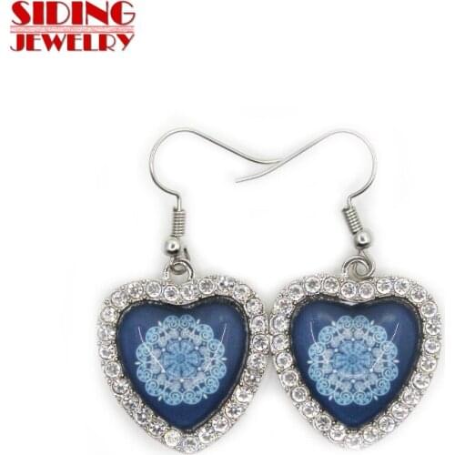 New Arrival 5pair/lot Snowflakes Style 12 Crystal Heart Earring Earrings Charms Fashion Pendientes DIY Jewelry Charms