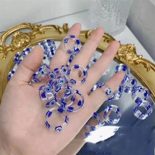 Punk Transparent Resin Acrylic Ring For Women Girls New Design Hyperbole Blue Demon Eye Finger Rings Party Jewelry Gifts