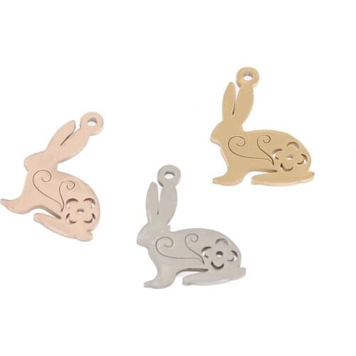 High Quality Stainless Steel Rabbit Bunny Pendants Charms for DIY Hand Making Necklace Bracelet Earrings Tags For Women Men