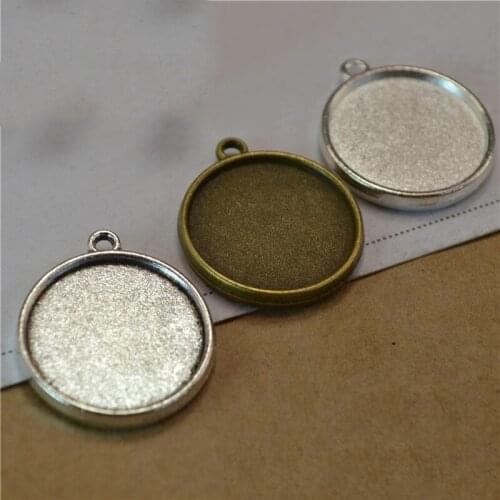 10pcs Antique Silver Bronze Blank Pendant Cabochon Base Setting Cameo Base Tray Bezel Fit 20mm 25mm Round Cabochon Beads Jewelry