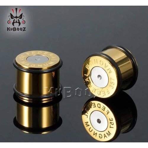 KUBOOZ Stainless Steel Gold Earring Tunnels Plugs Stretchers Body Ear Piercing Gauges Expanders Studs Fashion Jewelry Gift 38PCS