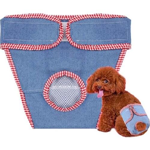 Adjustable Pet Dog Physiological Pants Breathable Shorts Soft Girl Dogs Pants Denim Pet Panties