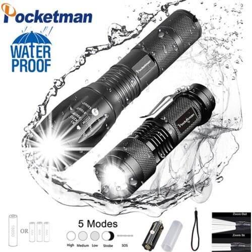 Promotion Set! Hot Sale LED Flashlight XML-T6 Tactical flashlight + Q5 Mini Torch Lanterna Zoomable Waterproof Flashlight Bike