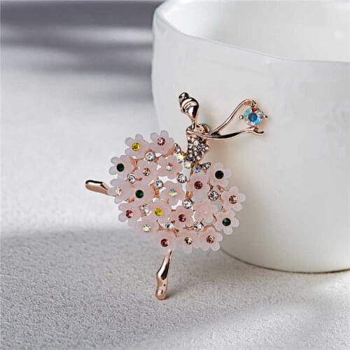 Stylish And Exquisite Crystal Set With Rhinestone Beautiful Flower Skirt Ballerina Ballet Ladies Brooch Ladies Girl Gift Brooch