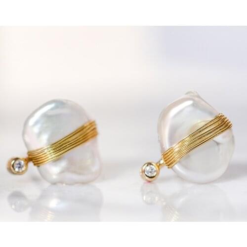 Vanssey Fashion Jewelry Handmade Cloud Natural Baroque Pearl Cubic Zirconia Stud Earrings Party Accessories for Women 2019 New