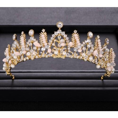 Vintage Gold Silver Color Crown Crystal Pearl Bridal tiara Headpiece Rhinestone Hair Jewelry Wedding Hair Accessories HG218