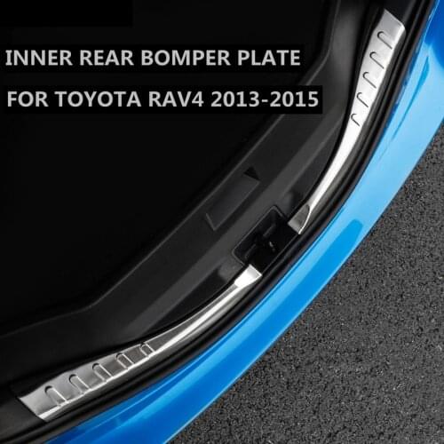 Stainless Steel Inner Rear Bumper Plate Door Sill Cover Trim Protector For Toyota RAV4 Rav 4 2013 2014 2015
