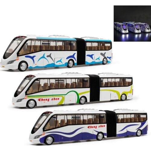 High simulation 1:50 double-section voice broadcast tour bus alloy model,die-cast sound and light pull back model,free shipping