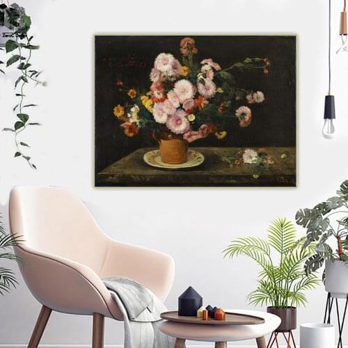 Western Art Decor Poster Courbet"Flowers"Canvas Oil Painting Artwork Wall Art Aesthetic Home Room Interior Decoration