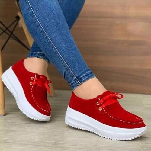 Comemore Sneakers Women 2021 Solid Color Thick Bottom Lace Up Walking Womens Shoes Female Breathable Non Slip Platform Shoes