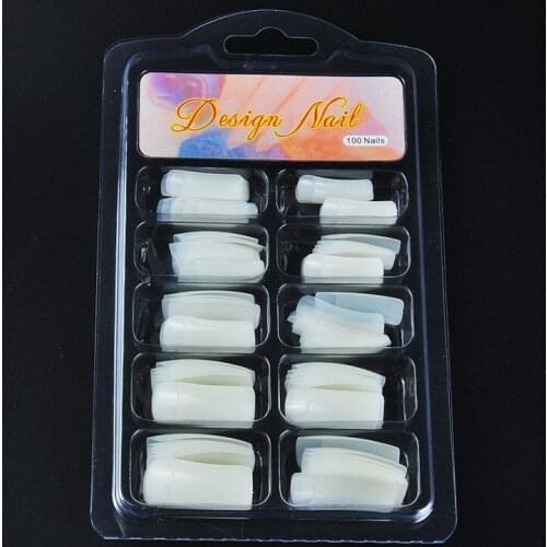 100Pcs/Box Half Cover False Nail Tips U-shape Fake Nails Ultra Thin Nail Tips 6 Sizes Natural White Transparent Nail Art Tools