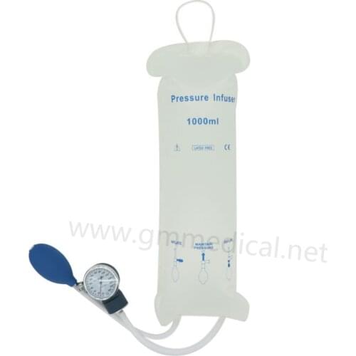 1000ml Reusable Nylon Pressure Infusion Bag with Pressure Gauge,White.for Blood and Fluid Quick Infusion