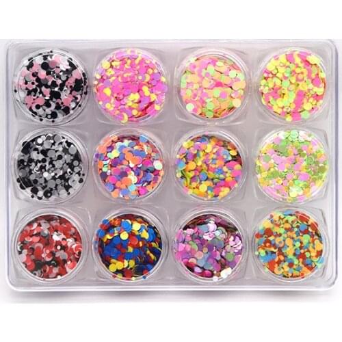 12 different colors shape glitter chunky glitter dot chunky nail Glitter Sparkles Shiny Dust Nail Art Decoration glitter