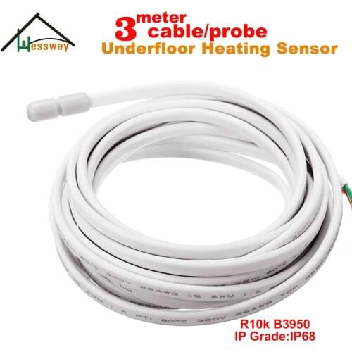 2PCS thermistor 3950 ntc temperature probe cable cord sensor for floor heating thermostat connection