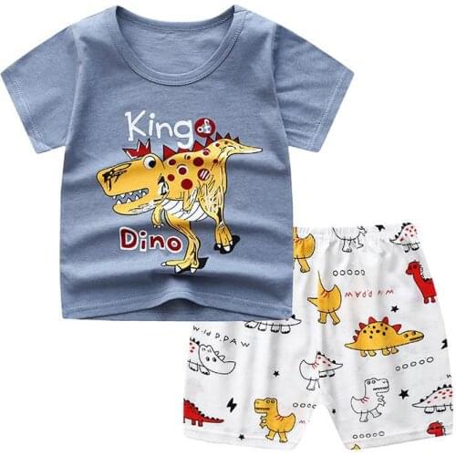 2021 Kids Clothes Tyrannosaur For Baby Aniaml Clothing Boy Girls Outfits Toddler Infant Baby Clothing Children Summer Wear