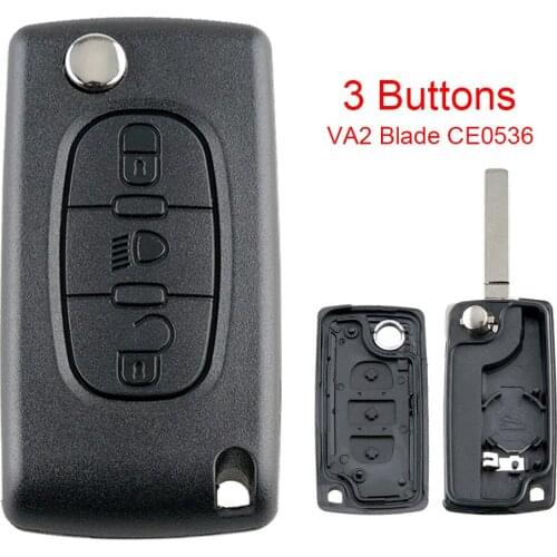 3 Buttons Entry Replacement Flip Folding Car Key Shell Remote Car Key Cover with Uncut Blade Fit for Citroen C2 C3 C4 C5 C6