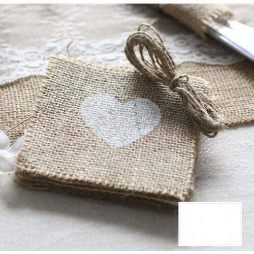 50pcs 10cm European rural countryside retro jute napkin rings, wedding linen supplies decorative tableware, linen love coasters