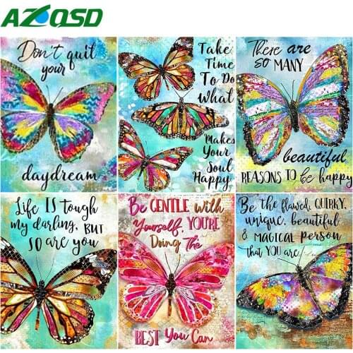 AZQSD Diamond Painting Butterfly Diamond Mosaic Animal Cross Stitch Handmade Rhinestones Pictures Full Display Gift Home Decor