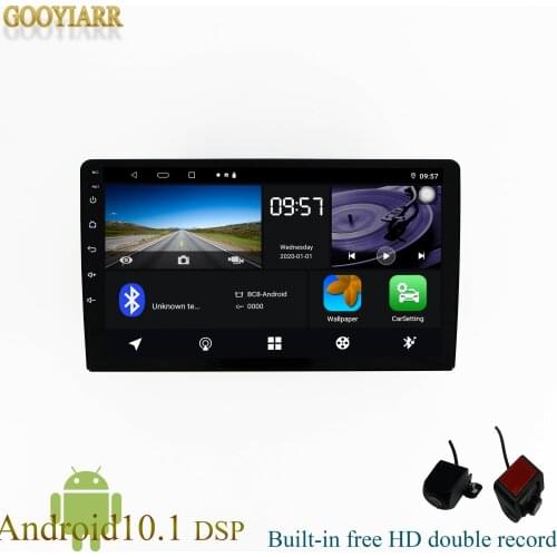 Android10.1 IPS screen 1din car stereo radio DSP universal car Multimedia Player Built-in Front and Rear HD double camera