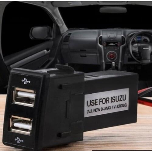 For Isuzu Dual USB Car Charger Socket Dashboard Phone Charger Interface Socket Car Charger Use ABS 12V 2.1A