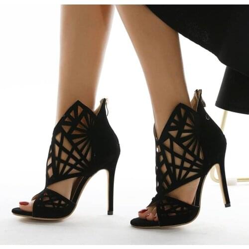 IPPEUM Designer Shoes Sexy Leisure High Heels Summer Fashion Sandals Chelsea Boots Zipper Buckle Bottines Femme Women Shoes