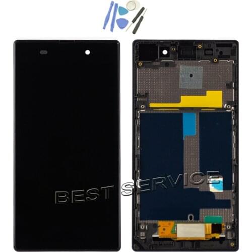 For sony for xperia z1 L39H L39 C6902 C6903 C6906 LCD Display with Touch Screen Digitizer frame bezel assembly + tool