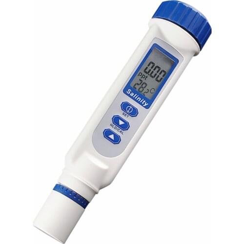 Salinity & Temp Meter, Pen Type Salt Water Quality Tester ATC NaCl 0~70 ppt, Handheld Measurement Monitor Tester, for Saltwater