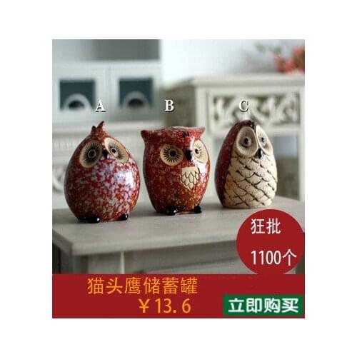 Owl piggy piggy bank pottery decorated Christmas gift ornaments zakka