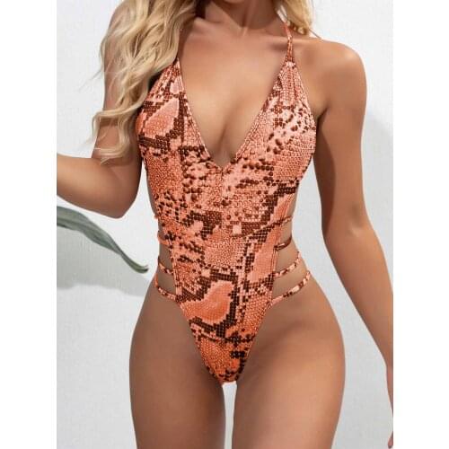 Leopard 2020 Sexy Women One Piece Swimsuit Swimwear Female Bandage Thong Brazilian Monokini Bathing Suit Swimming Suit Beachwear