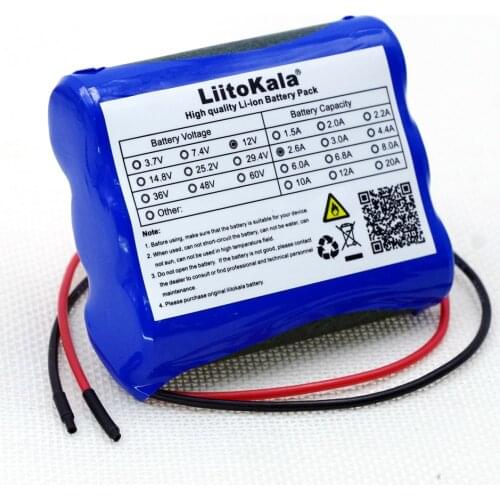 Liitokala N 12V 2600mAh lithium-ion Battery 12.6V 2.6A to 11.1 V CCTV Camera Rechargeable battery pack 18650 batteries