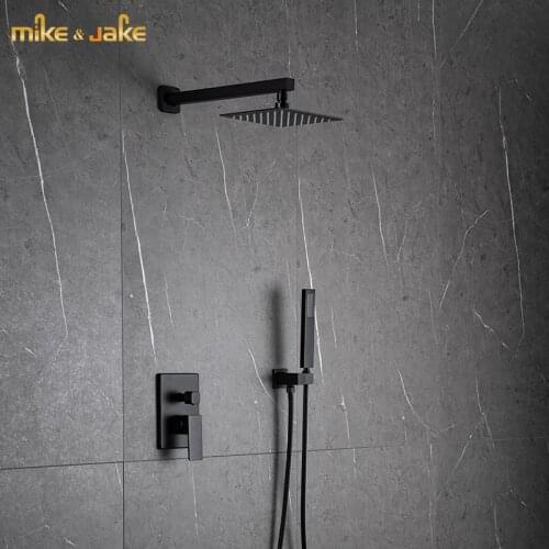 Matte black bathroom bathtub faucet kit black bath mixer hot and coldrainfall shower tap bathtub mixer black bathroom faucet