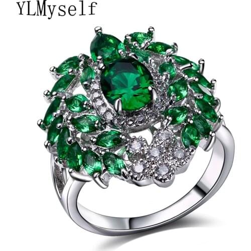 Cute Sparkly CZ Luxury rings with champagne and Green crystal jewellery ladies accessories fashion jewelries Ring for women