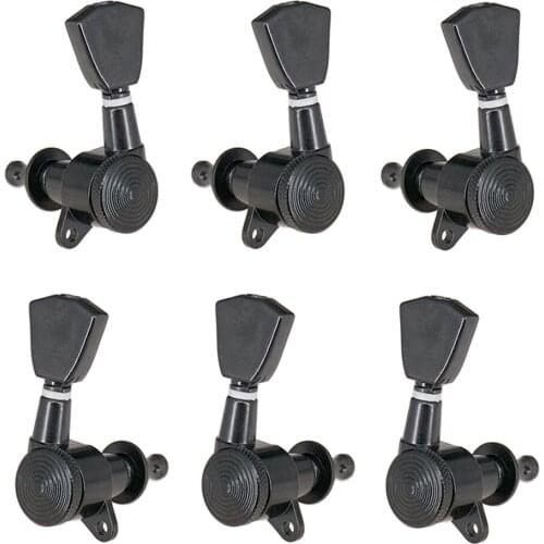 Pack of 6 Locking String Tuning Pegs Key for Acoustic/Electric Guitar, Black